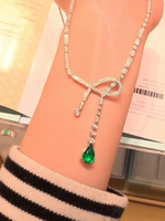 リディア グリーンクリスタル ネックレス＆ピアス セット